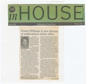 Primary view of object titled '[Clipping: Norma Williams is new director of multicultural affairs office]'.