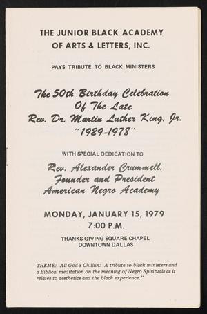 Primary view of object titled '[Program: The 50th Birthday Celebration of the Late Rev. Dr. Martin Luther King, Jr., January 15, 1979]'.