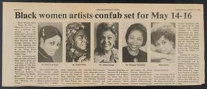Primary view of object titled '[Clipping: Black women artists confab set for May 14-16]'.