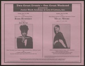 Primary view of object titled '[Flyer: Two Great Events = One Great Weekend]'.