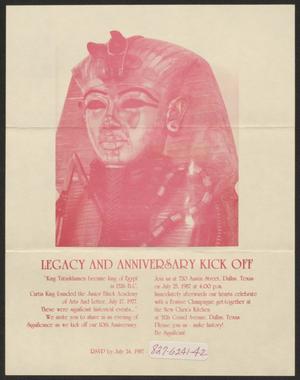 Primary view of object titled '[Flyer: Legacy and anniversary kick off]'.