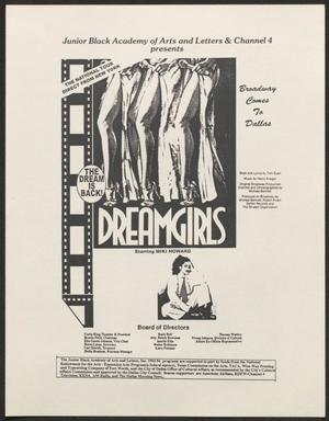 Primary view of object titled '[Flyer: Dreamgirls]'.
