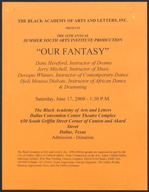 Primary view of object titled '[Flyer: Our Fantasy]'.