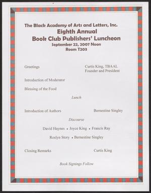 Primary view of object titled '[Program: Eighth Annual Book Club Publisher's Luncheon]'.