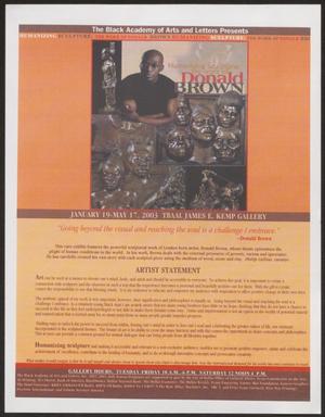 Primary view of object titled '[Flyer: Humanizing Sculpture: The Work of Donald Brown]'.