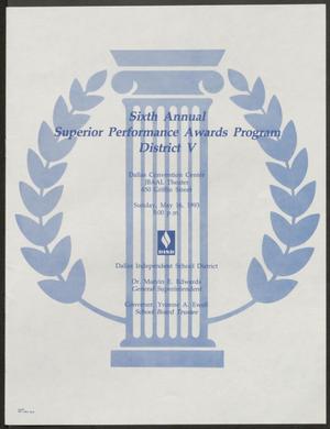 Primary view of object titled '[Program: Sixth Annual Superior Performance Awards Program District V]'.