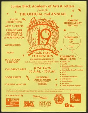Primary view of object titled '[Flyer: 2nd Annual Juneteenth Festival]'.