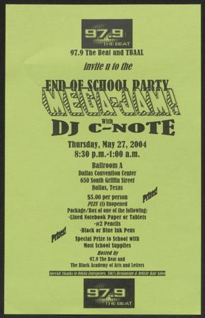 Primary view of object titled '[Flyer: End of School Party Mega-Jam!]'.