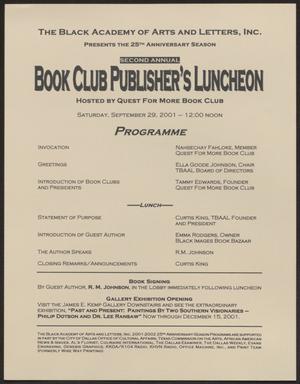 Primary view of object titled '[Program: Book Club Publisher's Luncheon]'.