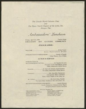 Primary view of object titled '[Program: Ambassador's Luncheon]'.