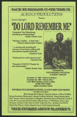 Primary view of object titled '[Flyer: Do Lord Remember Me]'.