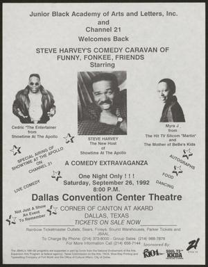 Primary view of object titled '[Flyer: Steve Harvey's Comedy Caravan of Funny, Fonkee, Friends]'.