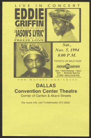 Primary view of object titled '[Flyer: Live in Concert: Eddie Griffin]'.