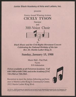 Primary view of object titled '[Flyer: Cicely Tyson and 300-Voice Choir]'.