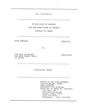 Primary view of object titled 'Appellants' Brief: Mica England vs. The City of Dallas and Mack Vines, Chief of Police'.