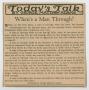 Primary view of [Clipping: Today's Talk - When's a Man Through?]