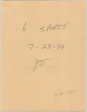 Primary view of object titled '[News Script: 6 PM sports updates]'.