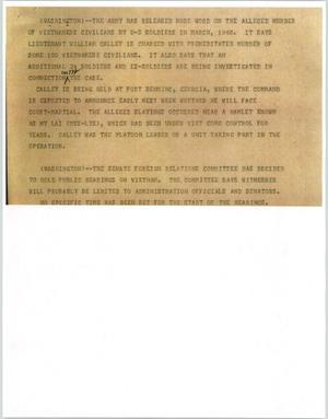 Primary view of object titled '[News Script: Slaying of Vietnamese civilians]'.