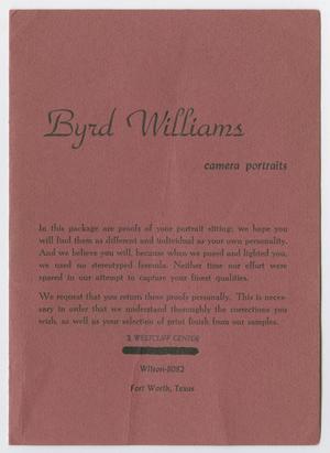 Primary view of object titled '[Byrd Williams Camera Portraits Brochure]'.