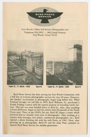 Primary view of object titled '[Pamphlet for Byrd Photo Service]'.