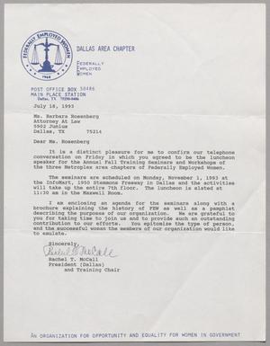 Primary view of object titled '[Letter from Rachel T. McCall to Barbara Rosenberg, July 18, 1993]'.