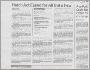 Primary view of object titled '[Photocopy of clipping: Hatch Act Eased for All But a Few, October 4th, 1993]'.