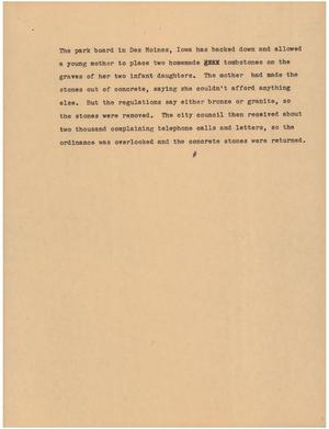 Primary view of object titled '[News Script: Tombstones]'.