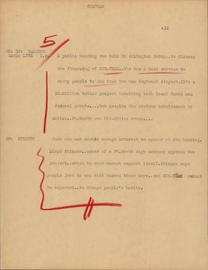 Primary view of object titled '[News Script: Surtran]'.