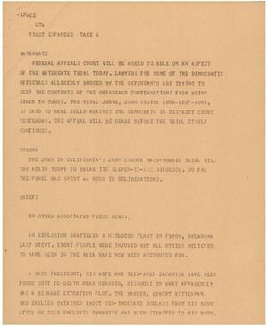 Primary view of object titled '[News Script: Watergate]'.