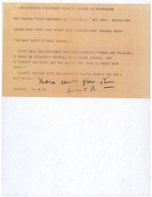 Primary view of object titled '[News Script: Vietnam peace agreement]'.