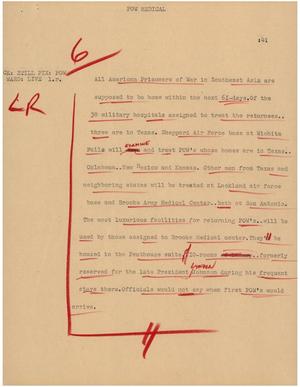 Primary view of object titled '[News Script: POW medical]'.