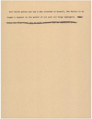 Primary view of object titled '[News Script: Man no longer a suspect]'.