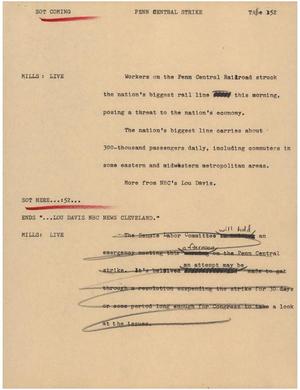 Primary view of object titled '[News Script: Penn Central strike]'.