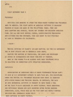 Primary view of object titled '[News Script: Prisoners/ Captivity]'.
