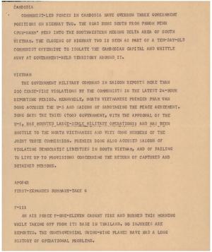 Primary view of object titled '[News Script: Camboida/ Vietnam]'.