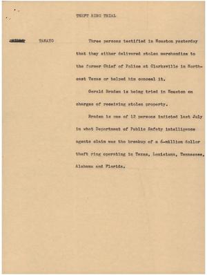 Primary view of object titled '[News Script: Theft ring trial]'.
