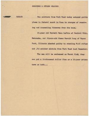 Primary view of object titled '[News Script: Soldiers & stolen weapons]'.