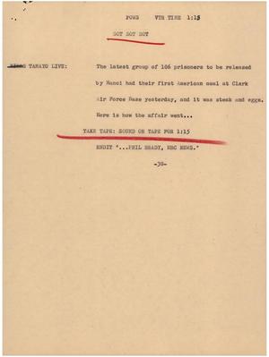 Primary view of object titled '[News Script: POW's]'.