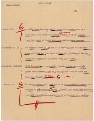 Primary view of object titled '[News Script: movie stars]'.