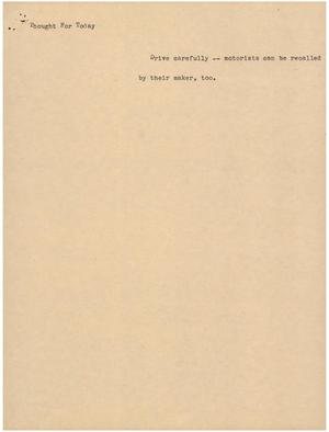 Primary view of object titled '[News Script: Thought for today]'.