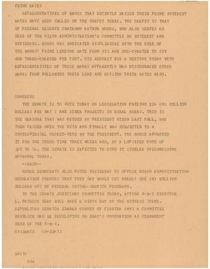 Primary view of object titled '[News Script: Prime rates]'.