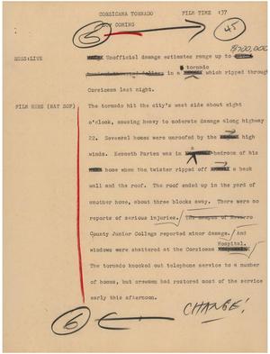 Primary view of object titled '[News Script: Corsicana tornado]'.