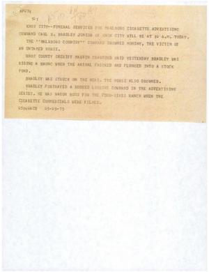Primary view of object titled '[News Script: Funeral services]'.