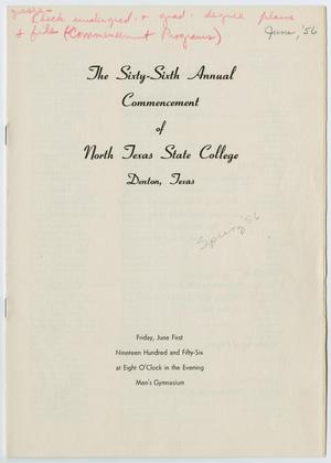 Primary view of object titled '[Commencement Program for North Texas State College, June 1, 1956]'.