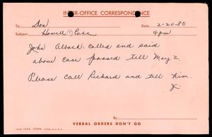 Primary view of object titled '[Interoffice Correspondence Note from Don re: Howell Case]'.