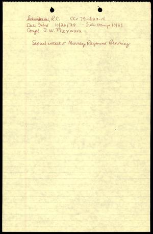 Primary view of object titled '[Handwritten note on yellow legal pad paper]'.
