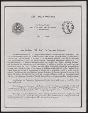 Primary view of object titled 'The Texas Compatriot, Fall 1993'.