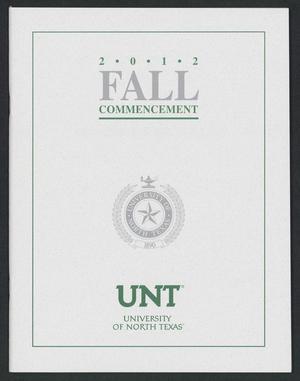 Primary view of object titled '[Commencement Program for University of North Texas, December 14-15, 2012]'.
