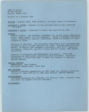 Primary view of object titled '[LGPC meeting minutes, January 9, 1990]'.