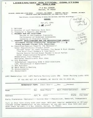 Primary view of object titled '[LGPC meeting agenda, April 17, 1990]'.